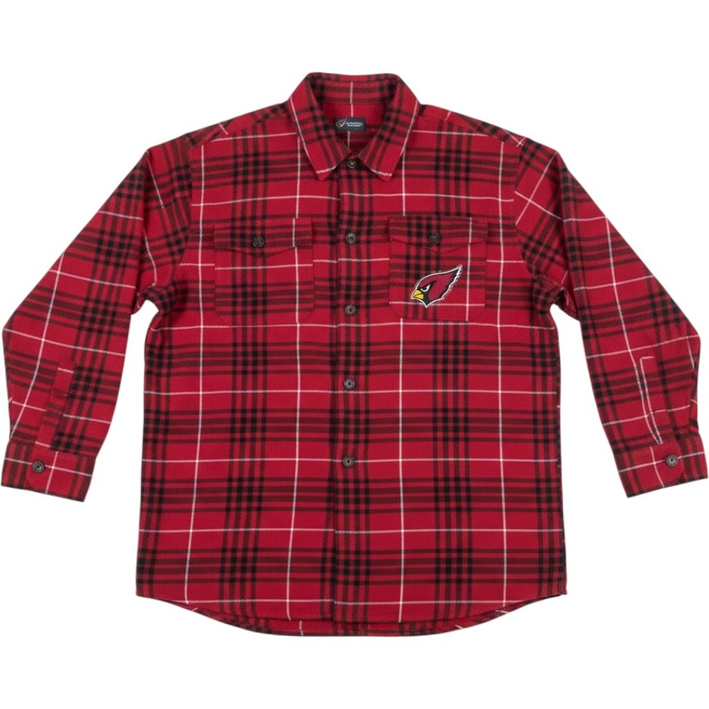 NFL Team Apparel Arizona Cardinals Plaid Flannel Shirt Red Black Women's Large